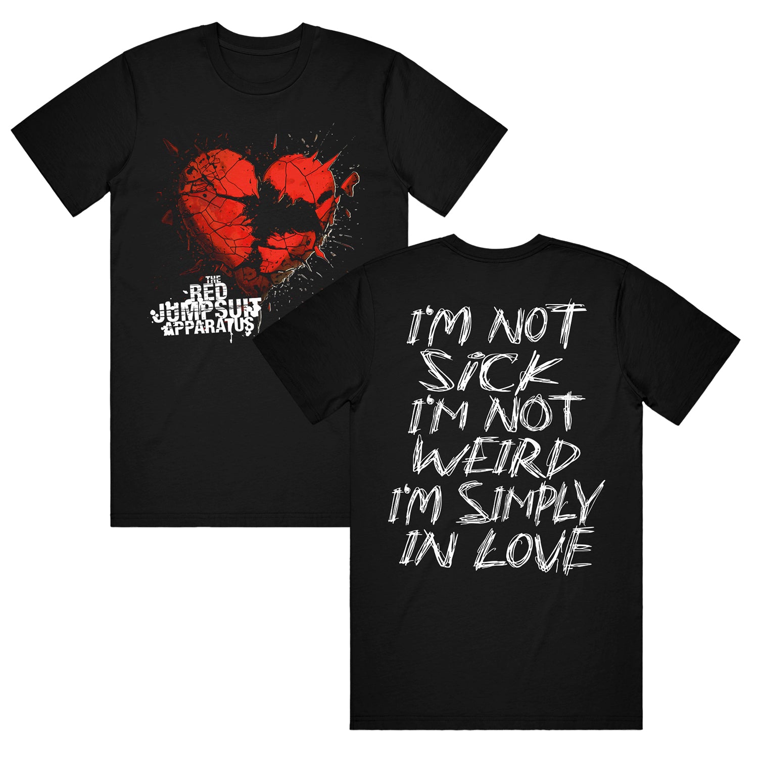 the red jumpsuit apparatus Home Improvement Black Tee front and back
